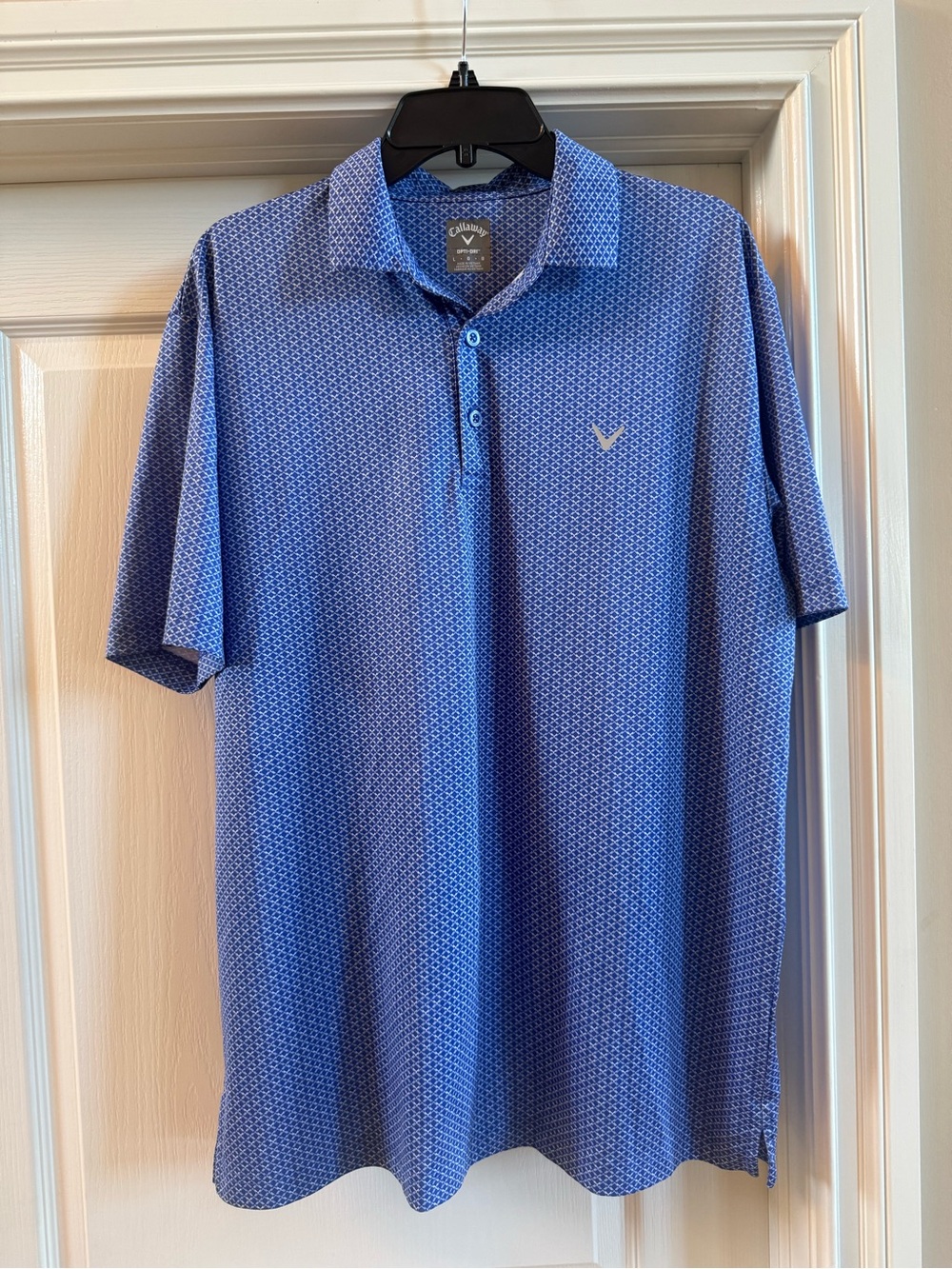 Callaway Men's Opti-Dri Blue Diamond Print Short Sleeve Golf Polo Large
